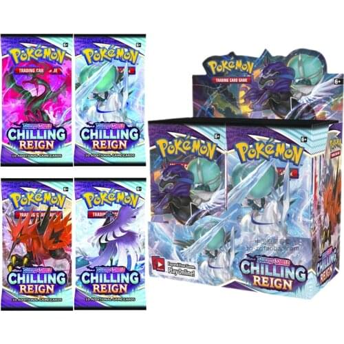 NEW 360Pcs TCG: Sword & Shield Chilling Reign Calyrex Vmax Card 360pcs Pokemon Cards Booster Display Box Collection Card Toys