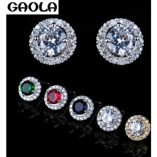 New Silver Color Zircon Stud Earrings Fashion Jewelry For Women GLE3605