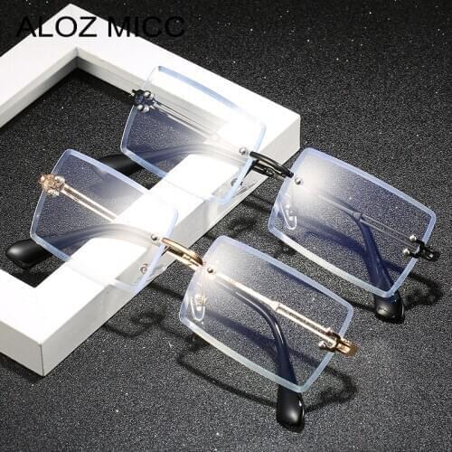 ALOZ MICC Anti-Blue Ligh Rimless Glasses Frame Women Fashion Small Rectangle Clear Optical Frame Men Steampunk Square Glasses