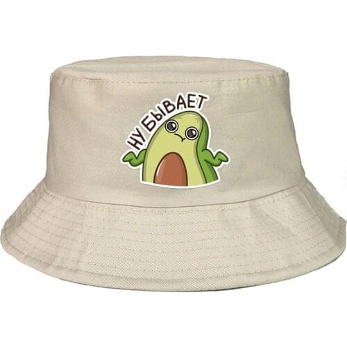 Summer fashion Cartoon Avocado Bucket Hat men Cotton Fishing Hunting Cap Outdoor Beach Fisherman Panama Womens Bucket Hat