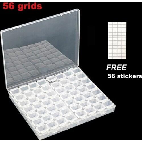56 Grids Plastic Storage Box For Diamond Painting,Embroidery,Diamond Storage,Home Storage Box Holder Daimond Painting Tools