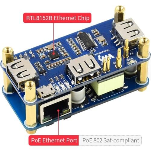 Power Over Ethernet PoE Module USB 2.0 HUB HAT Expansion Board Starter Kit for RPI Raspberry Pi Zero W WH , for 802.3af