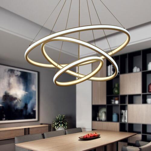 Post-modern minimalist led lamp restaurant light aluminum creative personality bedroom living room art ring chandelier