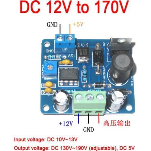 DC 12V to 170V DC boost High Voltage NIXIE Power Supply Module PSU NIXIE TUBE ERA Glow clock tube