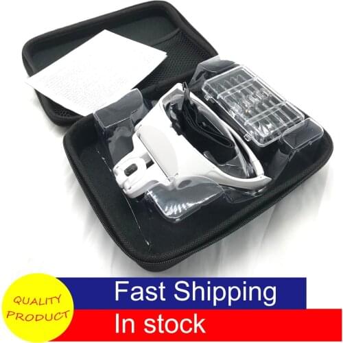 1.0X 1.5X 2.0X 2.5X 3.5X Adjustable 5 Lens Loupe LED Light Headband Magnifier Glass LED Magnifying Glasses with Storage Case