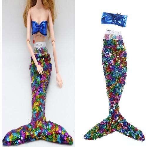 Handmade 1Set Multi Styles Dolls Party Dress Gown Skirt Fashion Clothes For Doll Genuine Mermaid Tail Dress Baby Toy