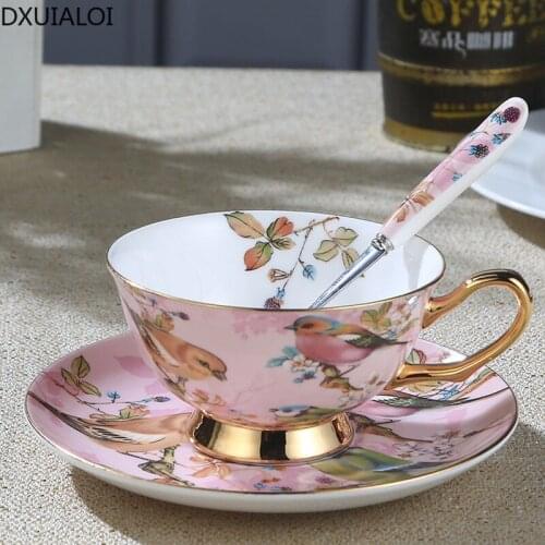 European style bone china coffee cup set creative ceramic Phnom Penh afternoon tea cup with spoon 200ml DXUIALOI ceramic mug