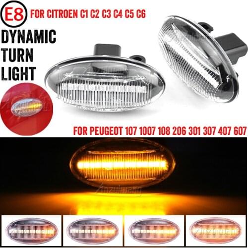 For Peugeot 307 206 207 407 107 607 Citroen C1 C2 C3 C5 LED Dynamic Turn Signal Light Flowing Water Side Marker Indicator Light