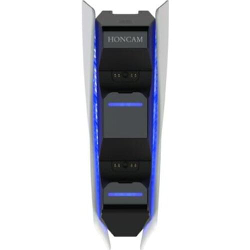 HONCAM Charging Station for PS5 Game Handle Controllers, Double Seat Chip Protection Fast Charger for PS5 Dual Charger