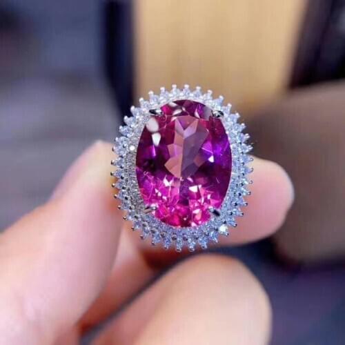 Shilovem 925 silver sterling rings natural topaz pink woman open classic new fine Jewelry gitf 12*16mm mj1216001agfb