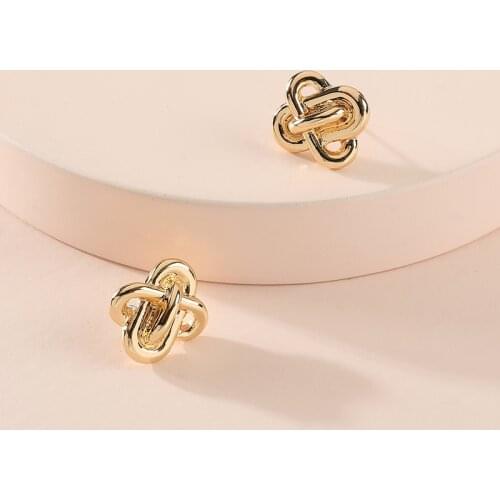 Women Fashion Jewelry Gold Color Boho Bold Button Statement Stud Earrings