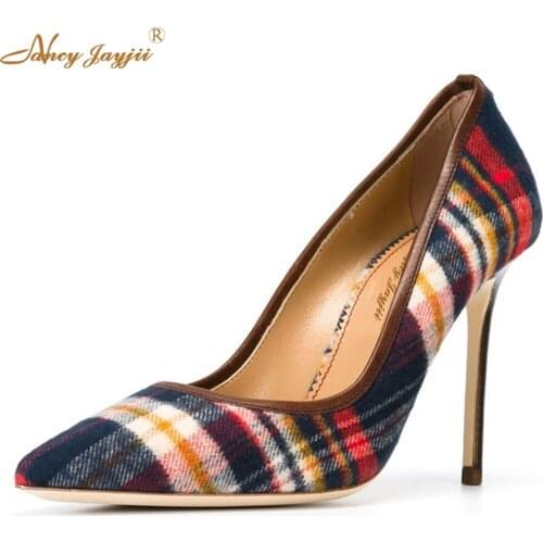 Women Muliticolor Point Toe Pumps High Heels Shoes for Woman Party Zapatos Mujer Tacon Sapato Large size 4-16