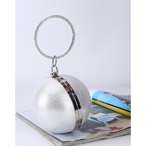 2020 Women Evening Bags PU Shoulder Clutch Bag Gold Silver Color Spherical Dinner Party Bags Small Purses Handbag Bolsos Mujer