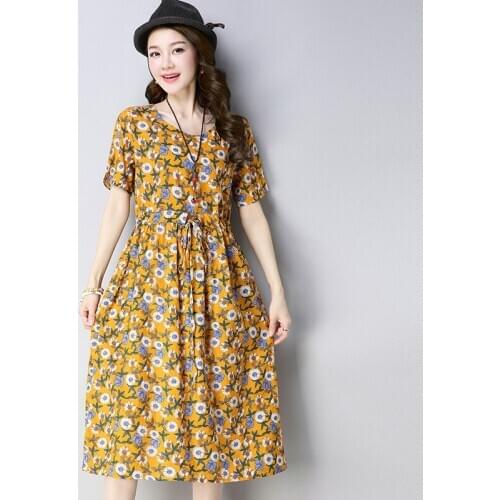 2019 New Women Print Flower Dress Summer Slim Casual Bohemian Beach Party Maxi Dress Vintage Elegant A-line Dress Vestidos R495