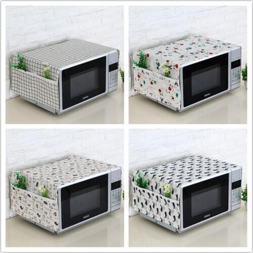 1 Pcs linen simple fashion microwave oven cover oven cover dust cover pocket on both sides 35X95cm