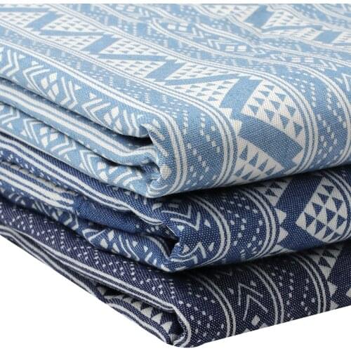 Denim Fabric By Half The Meter Triangle Printed Cloth Sheet Jeans Dress Making Sewing Materials DIY Crafts Supplies 50*150cm 1pc