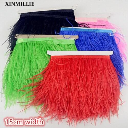 High Quality 1 Yard/Lot 10-15cm ostrich long Feather Trimming Ribbon For Diy Wedding Party Dresss Decoration Craft Accessories