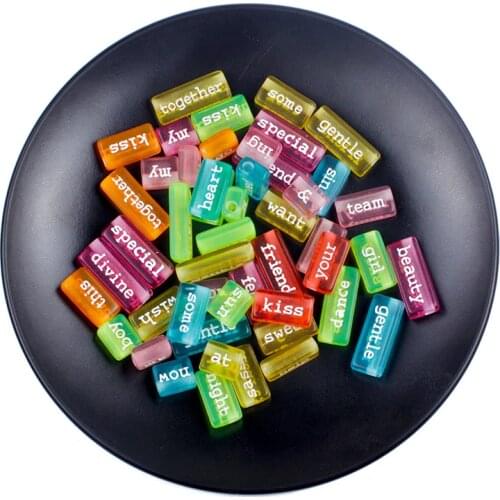 10Pcs/lot Random Mix Letter Acrylic Beads Rectangular Shape Multi-Size Word Loose Beads for Diy Bracelet Jewelry Accessories