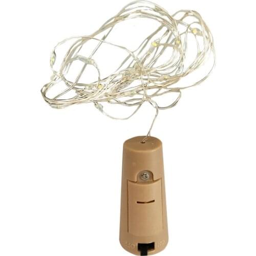 2M 20 LEDS Wine Bottle Lights Built In Battery Shape Copper Wire Colorful Fairy Mini Cork String Lig