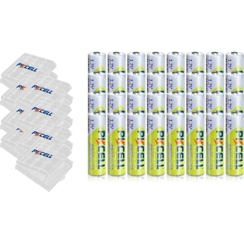 32Pcs PKCELL AA Rechargeable Batteries 2600Mah 1.2V 2A Ni-Mh aa Bateria Baterias Real Capacity + 8pcs Battery Hold Case Boxes