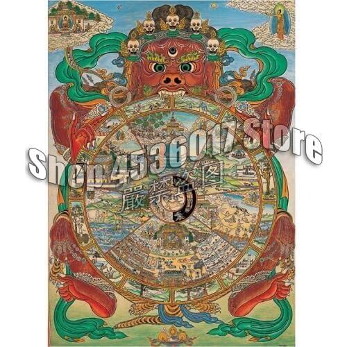 DIY Diamond Embroidery Tibetan Wheel Of Life Cross Stitch Mosaic Diamond Painting Religious Cultural Full Rhinestone Home Decor