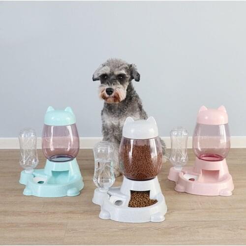 Pet Dog Cat Bowl Fountain Automatic Food Water Container Feeder Dispenser For Cats Dogs Drinking Multiple Colors Pet Products