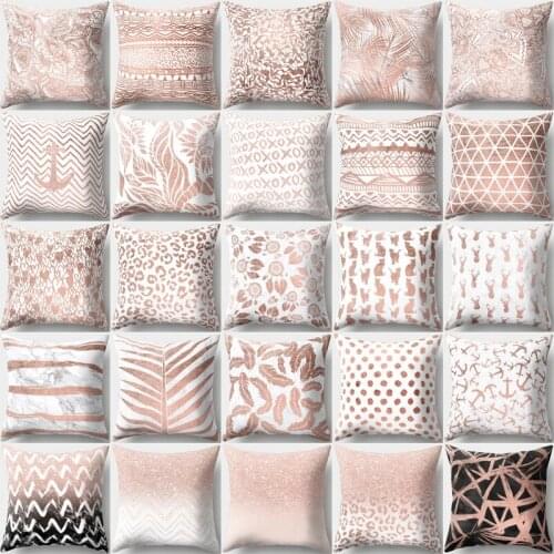 Peach Skin Cushion Cover Geometric Abstract Pattern 45*45cm Square Pillowcase Single-Sided Printing Pillows Decor Home