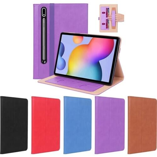 Business tablet case For Samsung Galaxy Tab S7 Plus SM-T970 SM-T975 12.4" PU Leather Stand holder handrest Wallet Cover