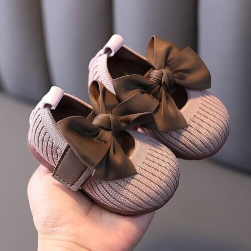 Baby Girl Bow Children Shoes New Casual Soft Soled Breathable Princes Formal Place Shoes Cotton Infant Toddler Girl Shoes
