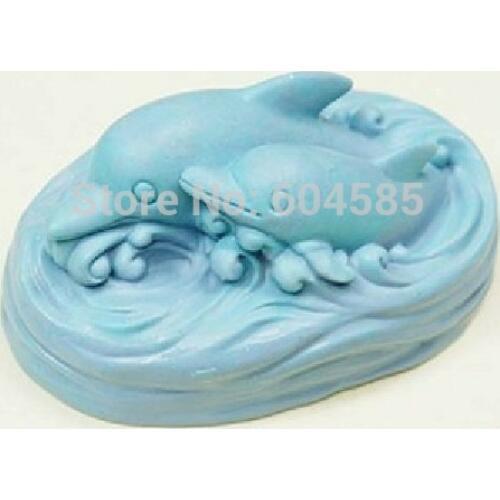 Two dolphins play in the water Craft Art Silicone Soap mold Craft Molds DIY Handmade soap molds FM 356