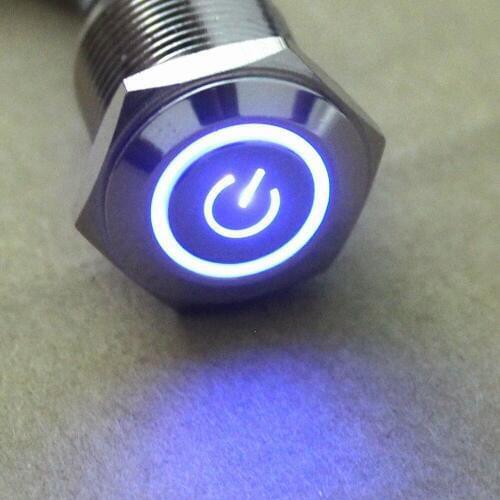 EE support Universal Car Accessories 12V 16mm LED Power Symbol Angel Eye Metal Push Button Switch ON/OFF Sales XY01