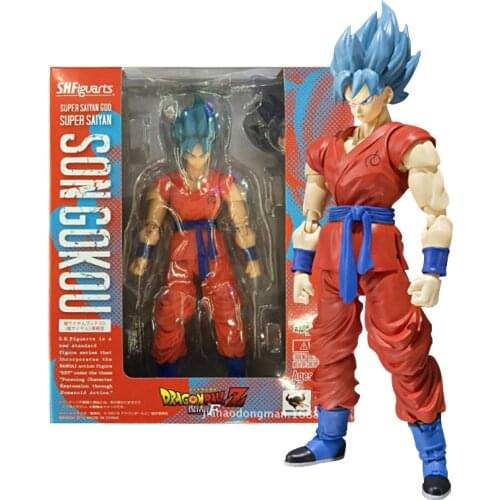16cm Dragon Ball SHF Super Saiyan Blue Hair Son Goku PVC Action Figure Boxed Movable Joints Model Collectibles Toys Kids Gfit