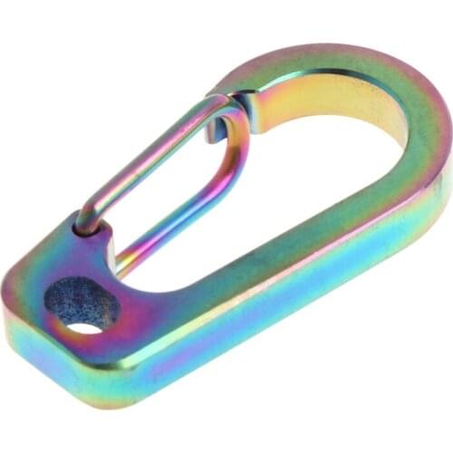 Titanium Alloy Carabiner Keychain Spring Flat Hole D Flashlight Buckle EDC Tool A0KA