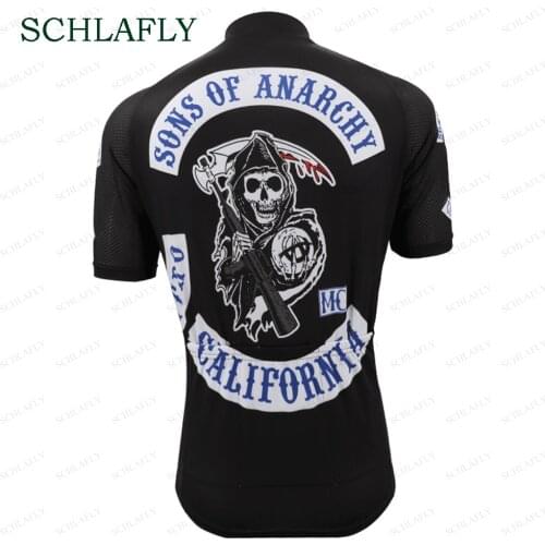 Son of anarchy black cycling jersey short sleeve bike wear jersey road jersey cycling clothing bicycle clothes schlafly