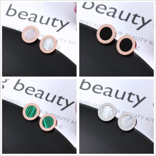 HANGZHI 2021 New Korean womens fashion simple round titanium steel earrings diamond earrings for girls