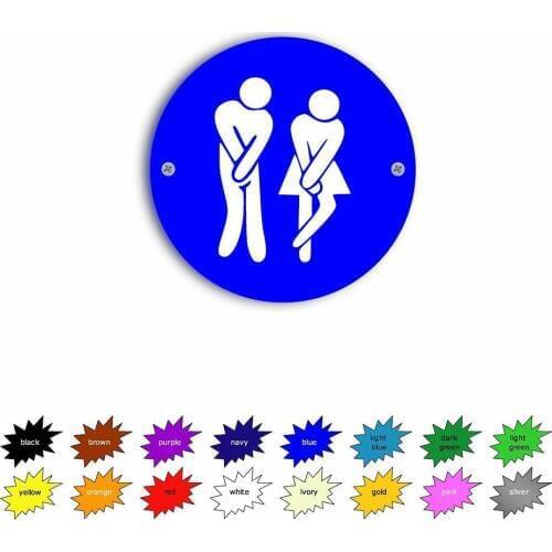 Customized Individuality Unisex Toilet PVC Sign 11cm Dia in 16x16 Available Colors