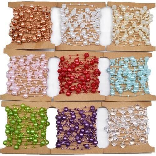 5 Meters Artificial Pearls Beads Chain Garland Fishing Line for Decor Flowers Bridal Bouquet Wedding Event Party Supplies