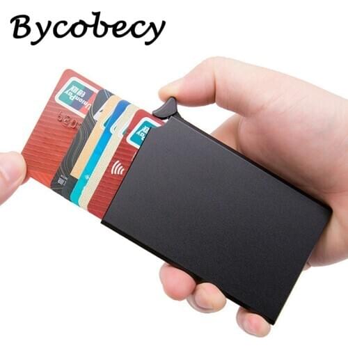 Bycobecy Credit Card Holder Womens Wallet Thin Purse for Security Metal Box Men RFID Blocking Protector Cases Carmen for Cards