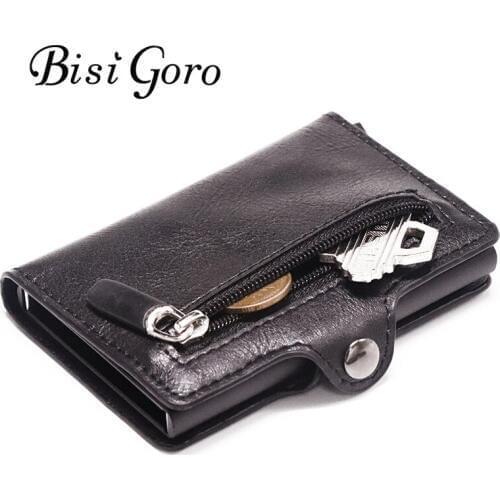 Bisi Goro Slim Wallet Business Credit Card Holder 2020 Unisex Metal Blocking RFID Wallet ID Card Case Aluminium Coin Purse