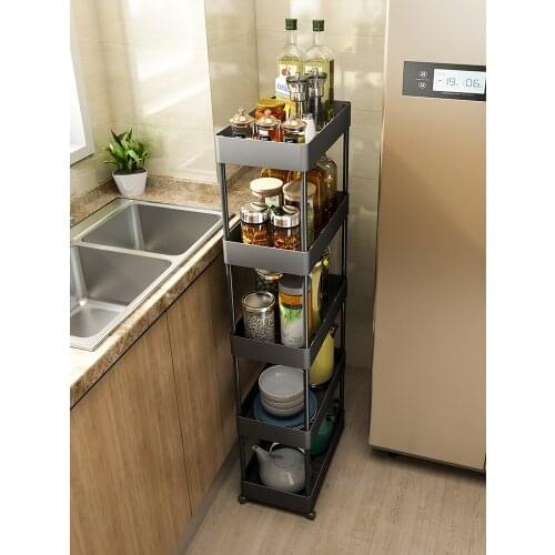 GY Kitchen Storage Rack with Wheels Movable Refrigerator Side Gap Storage Rack Floor Multi-Layer Corner Gap 20cm Narrow