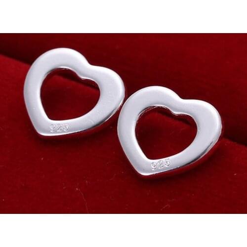 Fashion jewelry Earring For Women, Plated Earrings Flat Hollow Heart Earrings E109 /MLSFYAZO LQTRTBIJ silver color