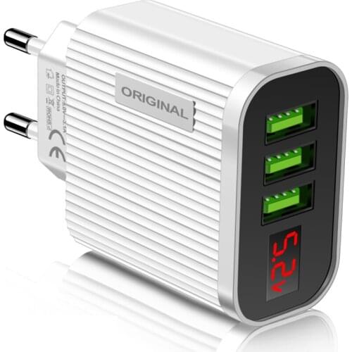 5V 3.1A Display USB Charger 3 Ports Wall Phone Charger Fast Charging USB Adapter Charger For iPhone Samsung Xiaomi