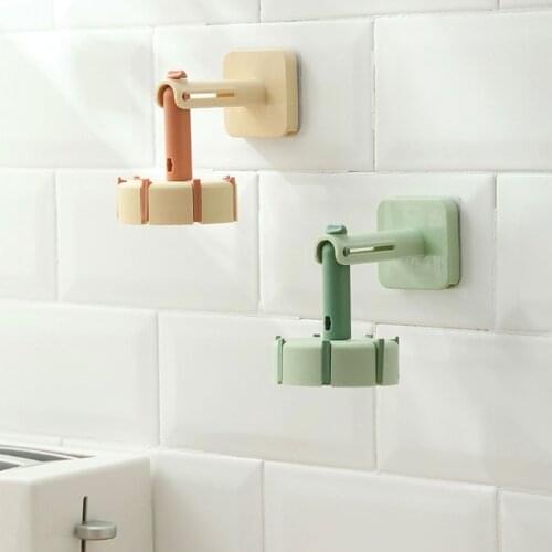 Wall Mount Home Rotating Storage Rack 360 Degrees Rotated Kitchen Hooks Self Adhesive 8 Hooks Hanging Rack Organizer Closet