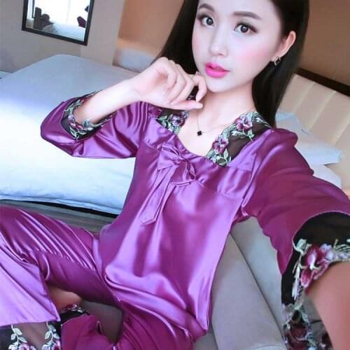 2PCS Women Nightgowns Sexy Lace Satin Sleepwear Nightdress Home Wear Summer Sexy Sleep Lounge Night Dress Silk Nightwear