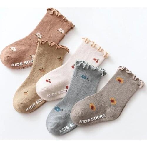 Newborn Baby Korean Style Socks Toddler Flowers Socks New Fashion Infant Casual Cotton Socks Girls Boys Floral Anti Slip Socks