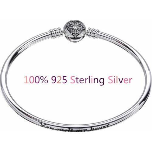 2018 New 100% 925 Sterling Silver Bracelet Love Snowflake pattern Basic bracelet Best Gift for woman jewelry
