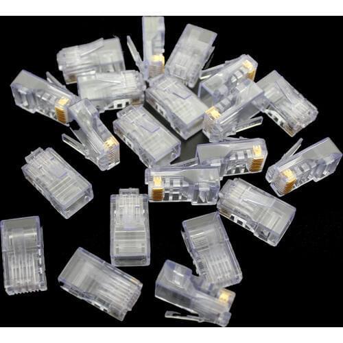 Wholesale 100PCS RJ45 RJ-45 CAT6 8P8C Ethernet Network Modular Plug LAN Cable Non-shielded Adapter Connector Head Plug