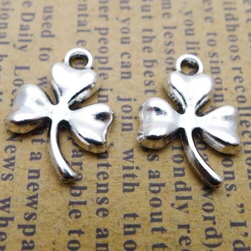 20 PCS/Lot 12mm*17mm Antique Silver Color Four Leaf Clover Charm For Jewelry Making DIY Handmade Craft