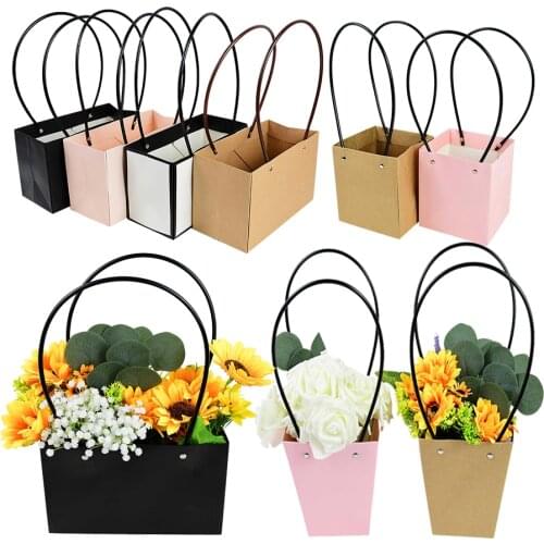 Portable Flower Box Handbag Gift Bag Wedding Flower Basket Birthday Party Chrismas Mothers Day Present Packaging Box
