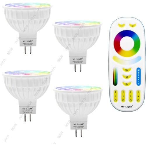 Dimmable Led Lamp 4W MR16 12V Mi Light RGB CCT (2700-6500K) Smart LED Spotlight Bulbs + 2.4G RF Remote Control For Home Lighting